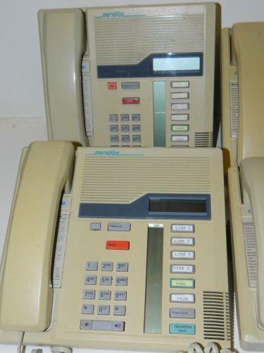 Lot of 4 Nortel Meridian M7208 Ash Display Discolored Phones Handset Base