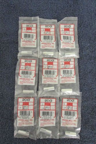 Crown Bolt DIA40 1/4&#034; x 1&#034; Lot of 9 Drop-In Flush Masonry Anchor Concrete A1-37