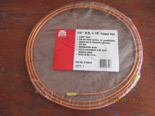 1/4&#034; O D x 10&#039; Copper Coil by STREAMLINE - Mueller Ind.  Refrigeration Grade-NEW