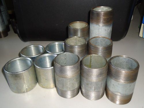 Galvanized pipe nipples 1-1/2&#034; one mixed lot (7) &amp; (4) coupling  new old stock for sale