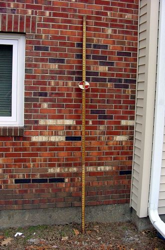 Beautiful vintage wooden surveyor&#039;s 3-piece leveling rod with brass oval target for sale