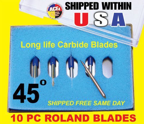 10x45° HIGH QUALITY ROLAND VINYL CUTTER PLOTTER BLADES NEW IN BOX