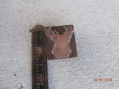 1-11/16&#034; HIGH LETTERPRESS PRINTING BLOCK COPPER ON WOOD ELK VINTAGE