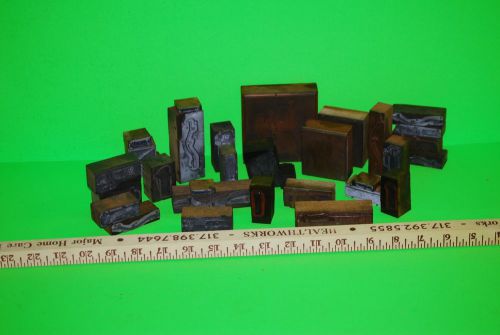 Lot of 30 Vintage Printing Blocks - Wood Copper Zinc - Sta Tite Scye