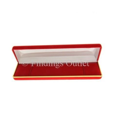 Classic Red Velvet Metal Bracelet Boxes With Gold Brass Trim - 1 Dozen