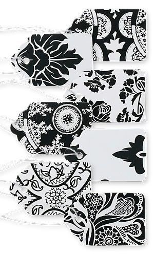100 country french black white print paper price tags &amp; * free drawstring bag * for sale