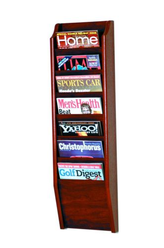 Wooden Mallet  MR36-7 Dark Red Mahogany 7 Pocket Magazine Wall Rack