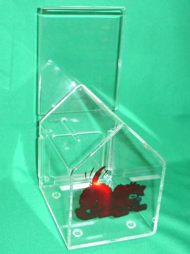 ACRYLIC  DONATION BOX HUMANE SOCIETY &amp; ANIMAL RESCUE DONATION PLAYING PUPPY W/PL