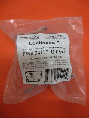 Triton products lochooks 2-1/2&#034; pegboard lh single ring tool holder 5pk #54117 for sale