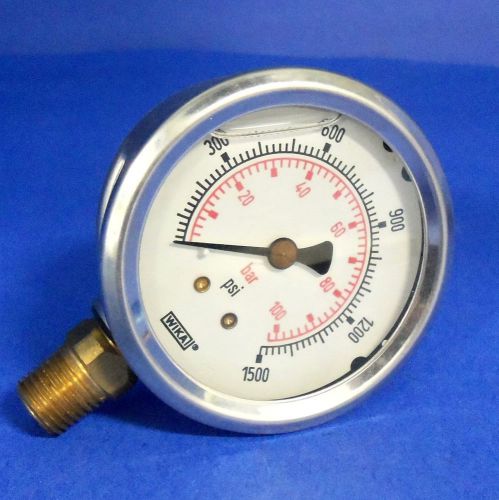 WIKA 0-1500 PSI 100 BAR 1/2&#034; NPT LIQUID FILLED PRESSURE GAUGE, NNB