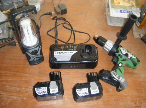 Hitachi DV18DL 18V Cordless Hammer Drill, 2 EBM1830 Batteries, Charger &amp; Light