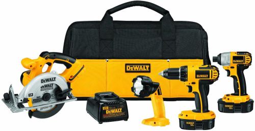 NEW DEWALT DCK422KA 18 VOLT NICAD CORDLESS 4 PC TOOL DRILL SAW COMBO FULL KIT