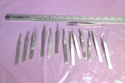 LOT OF 15 DIFFERENT TYPE TWEEZERS