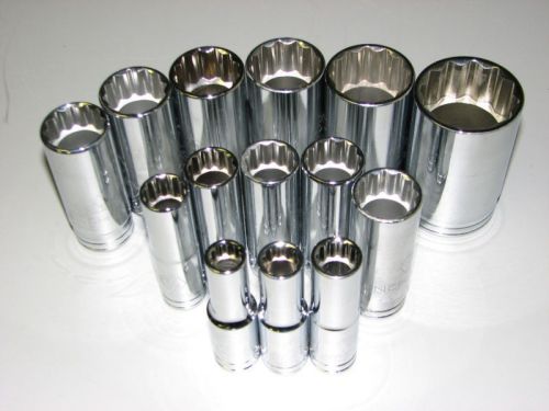 14pc- 1/2&#034; drive 12 point deep socket set-aircraft,aviation,automotive tools for sale