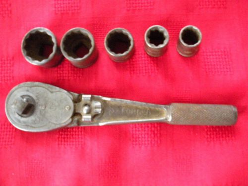 Vintage Craftsman 3/8 Drive Circle H Ratchet With 5 Circle H Sockets