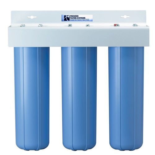 TRIPLE BIG BLUE 20&#034;  SCALE PREVENTIVE WATER FILTERS SYSTEM 1&#034;