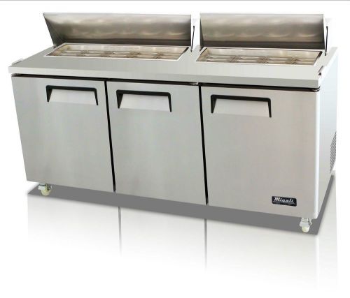 MIGALI  3 DOOR 72&#034; SANDWICH PREP TABLE- C-SP72-30BT,MEGA TOP, FREE SHIPPING !!!