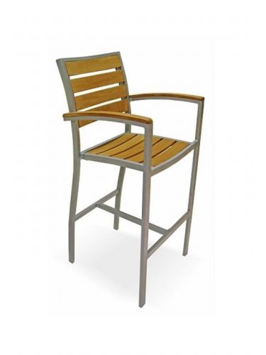 New Florida Seating Restaurant Outdoor Aluminum Teak Bar Stool with Teak Arms