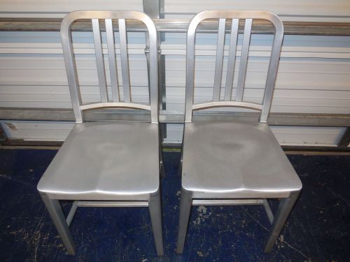 Emeco brushed aluminum navy side chairs - lot of 2 for sale