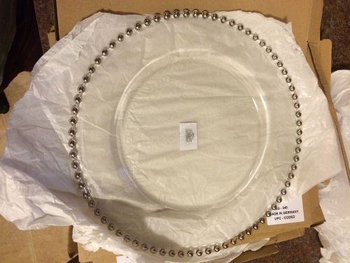 10 Strawberry Street BS-340 13&#034; Belmont Silver Rim Glass Charger Plate -2 Plates