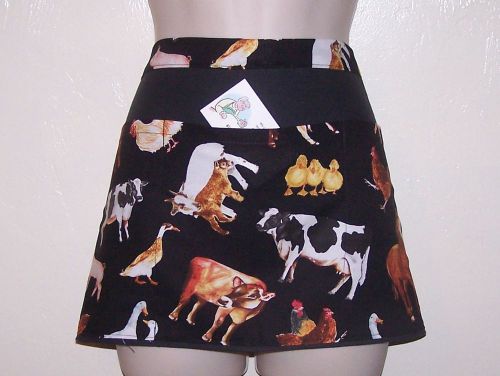 Hand Made waitress APRON, 3 pockets, COWS &amp; DUCKS 6383