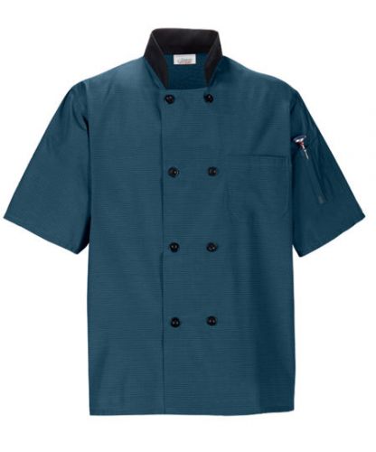 Chef Coat/Jacket - Baltic Blue - Short Sleeve - NWT - 2XL Happy CHef