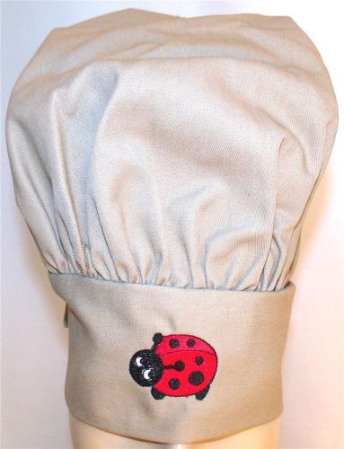 Baby Ladybug Bug Khaki Chef Hat Adult Size Adjustable Kitchen Monogram Custom