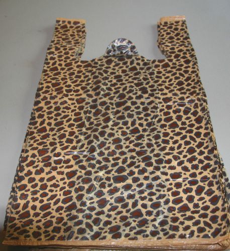 200 LEOPARD Print Design Plastic T-Shirt Retail Shopping Bags Handles 11.5x6x21