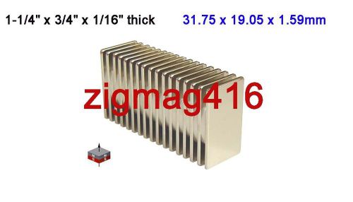 24 pcs of  N52, 1-1/4&#034;x 3/4&#034; x 1/16&#034;  Neodymium (Rare Earth) Block Magnets