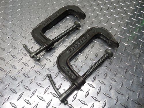 PAIR OF CRAFTSMAN 66675 MALLEABLE C CLAMP 5&#034; CAPACITY 2-1/2&#034; THROAT