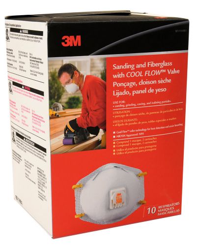 3M 10 Count Sanding &amp; Fiberglass Respirators With Cool Flow™ Valve 8511HB1-C