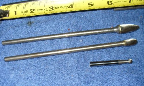 three CARBIDE BURS,  1/4&#034; shank,  (L1),   3 burrs,   FREE SHIPPING