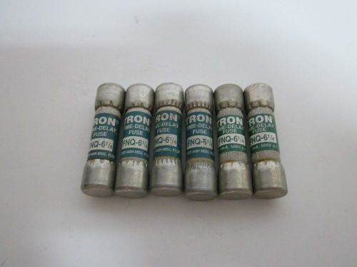 LOT OF 6 COOPER BUSSMANN FNQ-6 1/4 FUSE NEW NO BOX