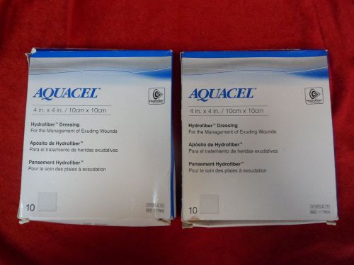 New 20 ConvaTec Aquacel Hydrofiber Wound Dressings 4&#034;X4&#034; 2 Box of 10 # 177902