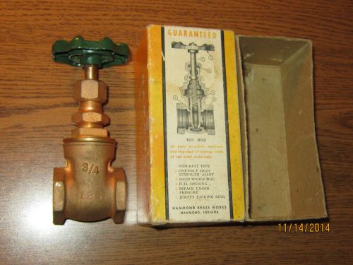 NIB  3/4&#034; Hammond Gate Valve  Made In USA No. 602