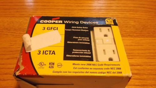 COOPER WIRING DEVICES, SHOCK SENTRY GFCI, 3PK WHITE, PN:TRVGF15W-3