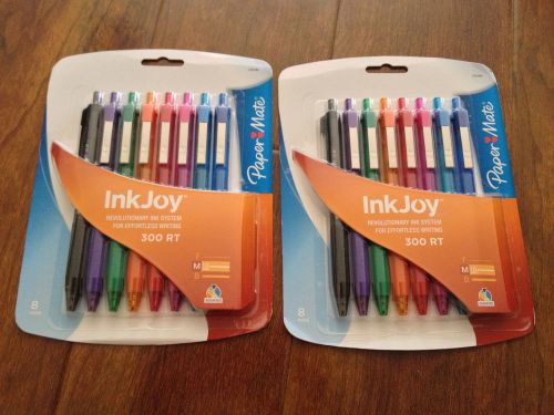 (2) Packs Paper Mate InkJoy 300 RT Assorted 8 Colored Ink Pens 1.0mm 1781564 NIP