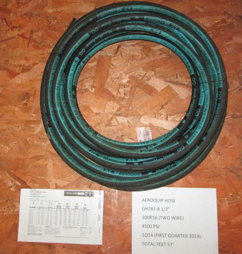 AEROQUIP HYDRAULIC HOSE GH781-8 1/2&#034; 100R16 TWO WIRE 57 FEET