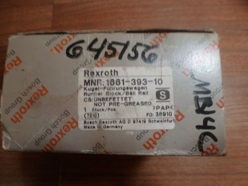 REXROTH RUNNER BLOCK / BALL RAIL 1661-393-10 *NEW OLD STOCK*