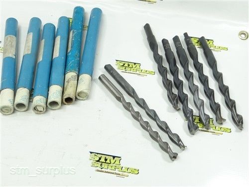 LOT OF 7 HSS CHUCK SHANK &amp; 2MT TURBO FLUTE TAPER LENGTH DRILLS 5/8&#034; TO 1/2&#034;