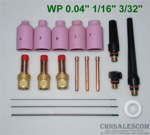 18 pcs TIG Welding Torch Gas Lens Kit WP-17 WP-18 WP-26 WP 0.04&#034; 1/16&#034; 3/32&#034;