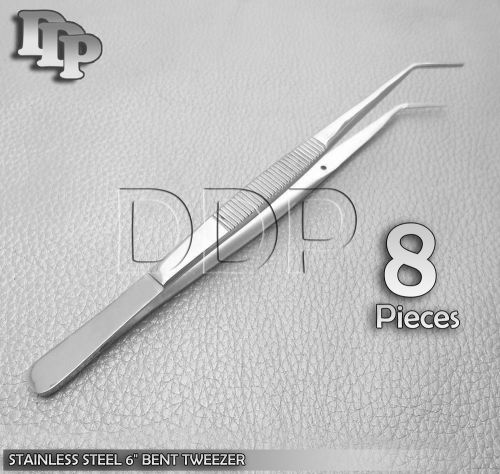 8 STAINLESS STEEL 6&#034; BENT TWEEZER