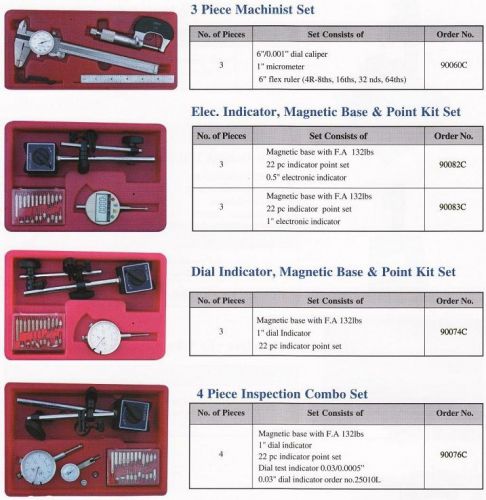 ALL NEW 4 Pc Inspection Combo Set 2 Dial Indicators SET 90076C