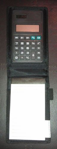 Black Vinyl Calculator Folio with Notepad and Pen Loop, Plan Ahead Brand