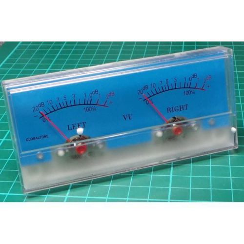 Analogue Dual VU Meter, 116x51mm, 500uA