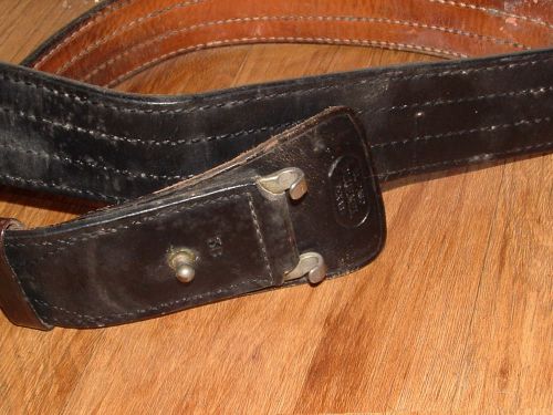 HEAVY DUTY LEATHER POLICE BELT BLACK