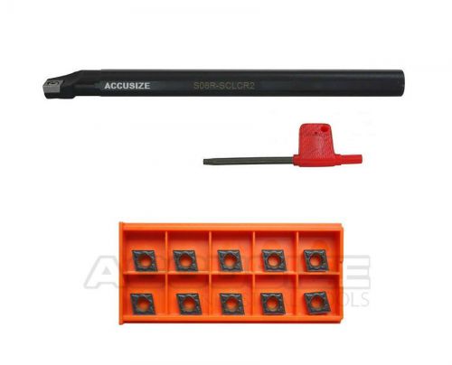 1/2&#034;x7&#034; rh sclcr index boring bar w/ 10 pcs ccmt carbide inserts, #p252-s403ins for sale