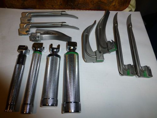 LARYNGOSCOPE WELCH-ALLYN DRAGER 4 HANDLES 7 BLADES GREAT SHAPE