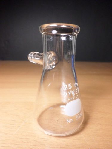 Corning PYREX Glass 25mL Heavy Duty Erlenmeyer Filter Flask w/ Sidearm 5360-25