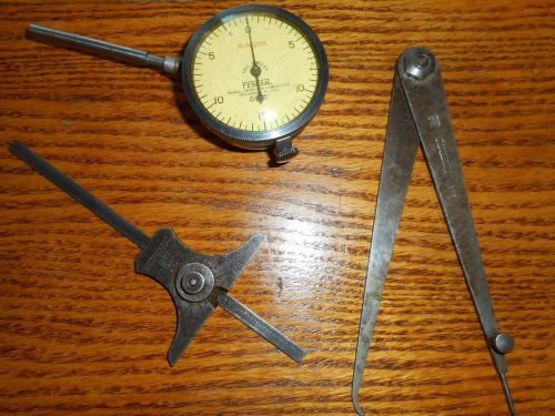 Machinist Lot  BROWN &amp; SHARPE DEVIDERS &amp; Depth Gauge +FEDERAL SINGER JEWELED GAU